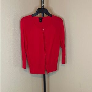 New York & Company Vibrant Red Cardigan